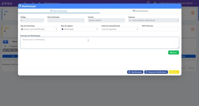 2 - Abertura da Manifestação