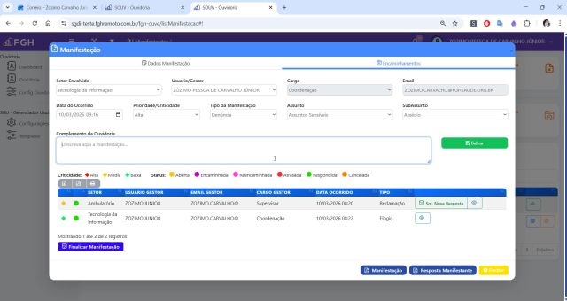 Finalizar Manifestação