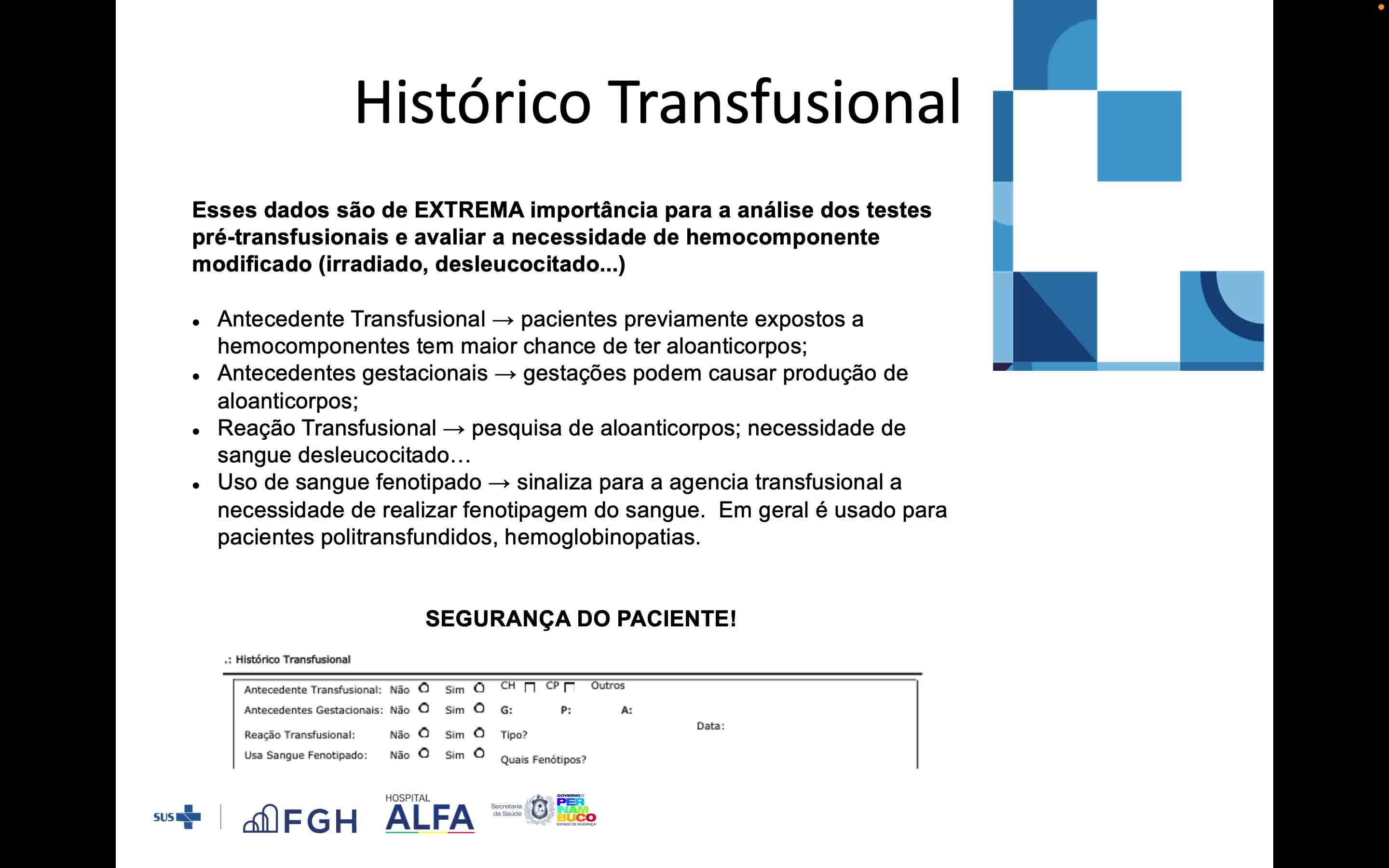 Aula 1 - Preenchimento da solicitação de transfusão de hemocomponentes